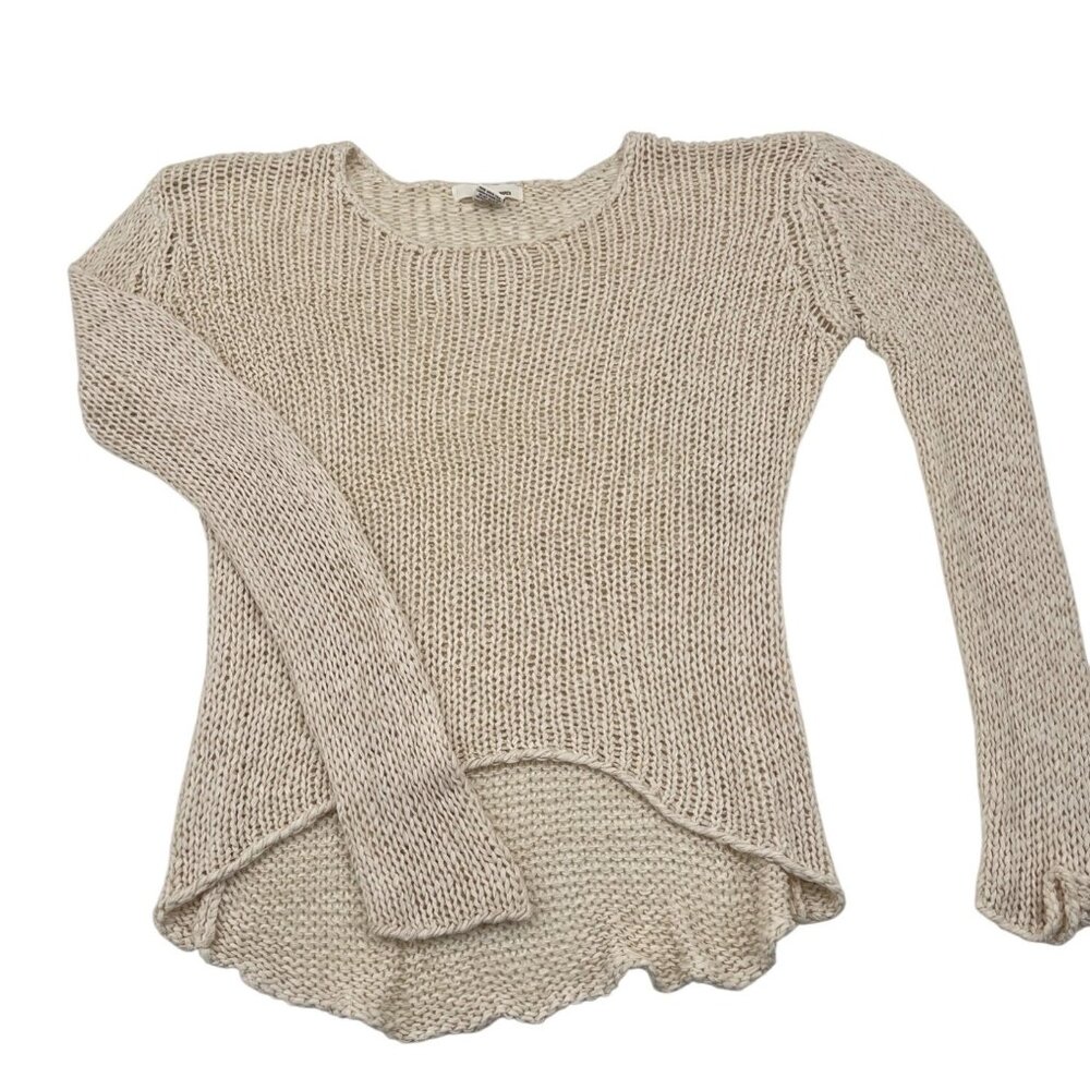 Sans Souci‎ Beige Knit High-Low Sweater size Large Womens Lightweight Pullover
